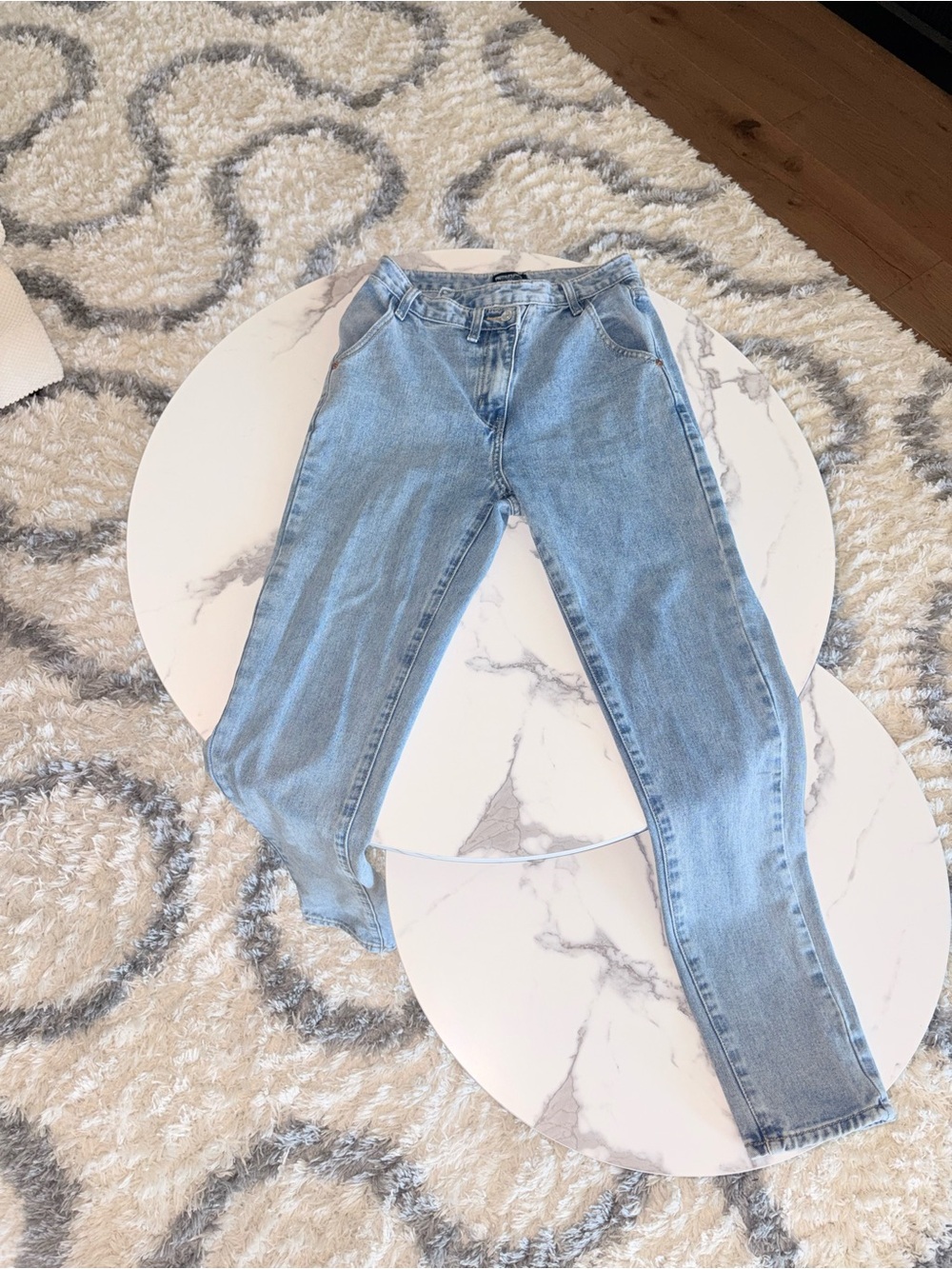 PrettyLittleThing Light Blue High-Rise Straight Jeans